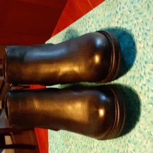 Black Faux Leather Zip Ankle Boot